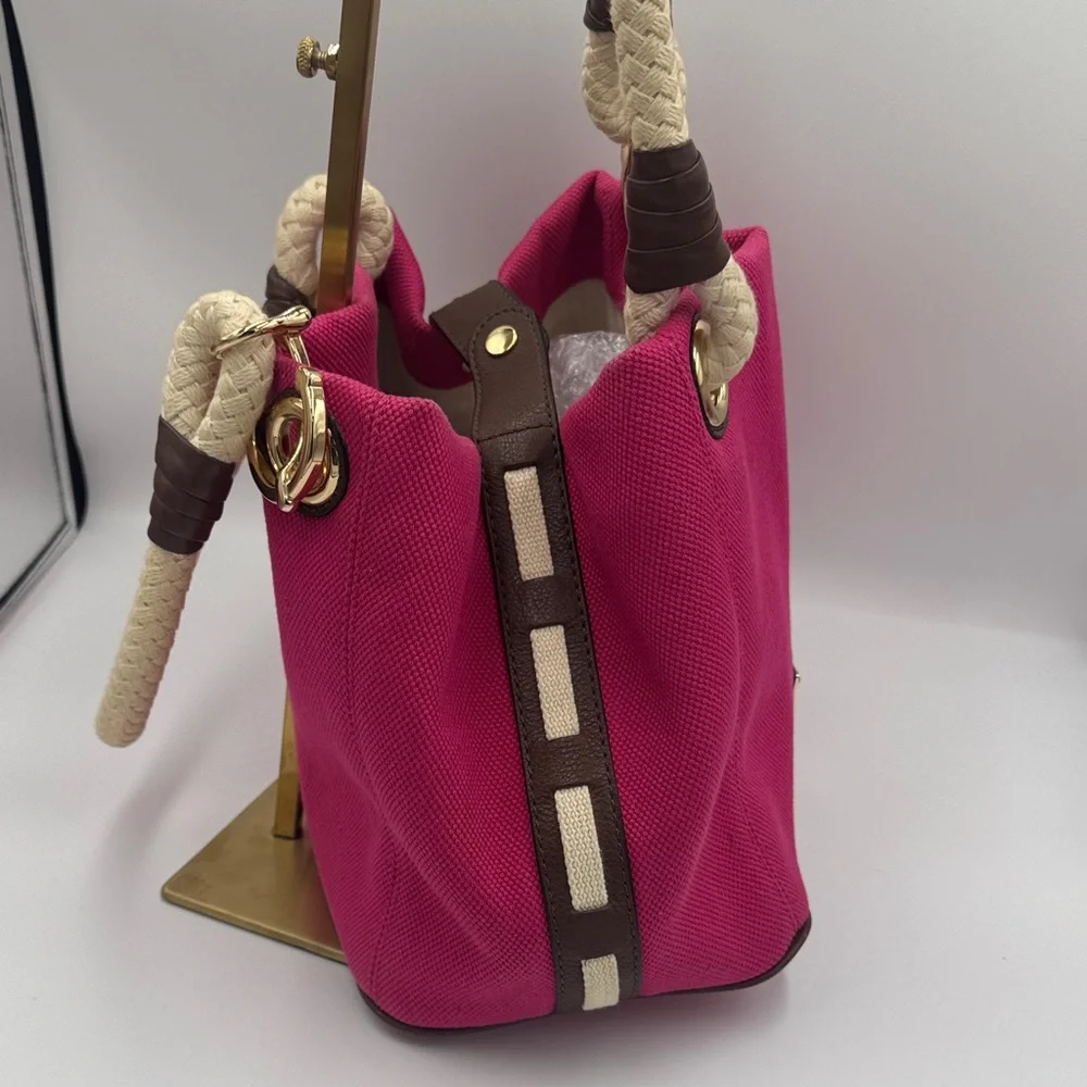 Michael Kors Fuchsia Tote with Cream Handles